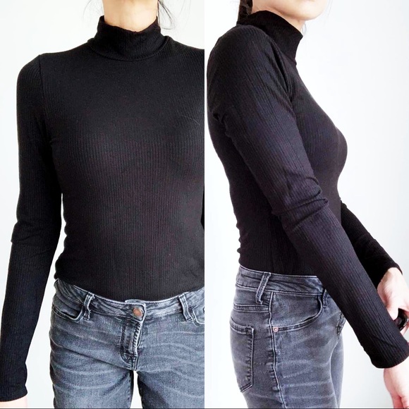 SOFT BLACK MOCK NECK BODYSUIT - Picture 5 of 7